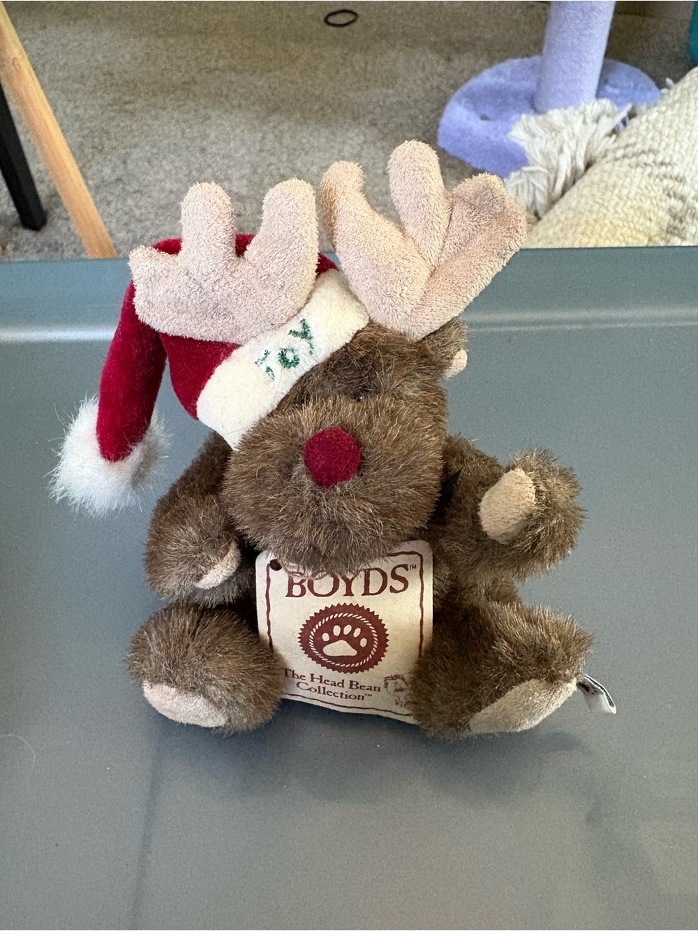 Boyds Bears Christmas Teddy Bear stuffed animal with a Santa hat